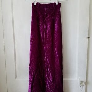 Vintage long Velvet fuchsia/eggplant skirt xxs - read Full Description